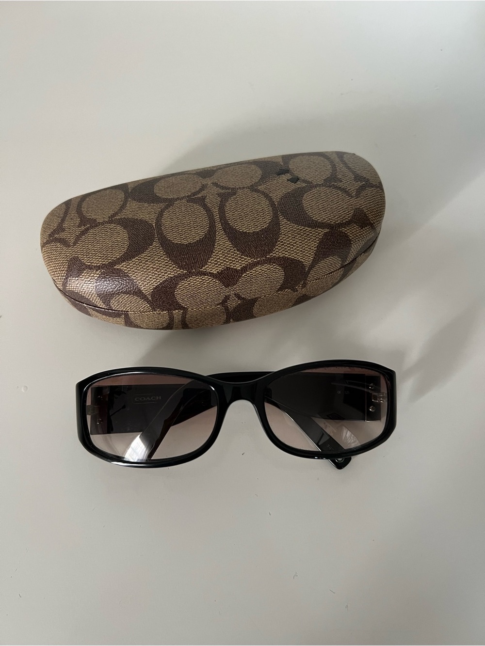Coach Black Sunglasses with Brown Signature Logo Case